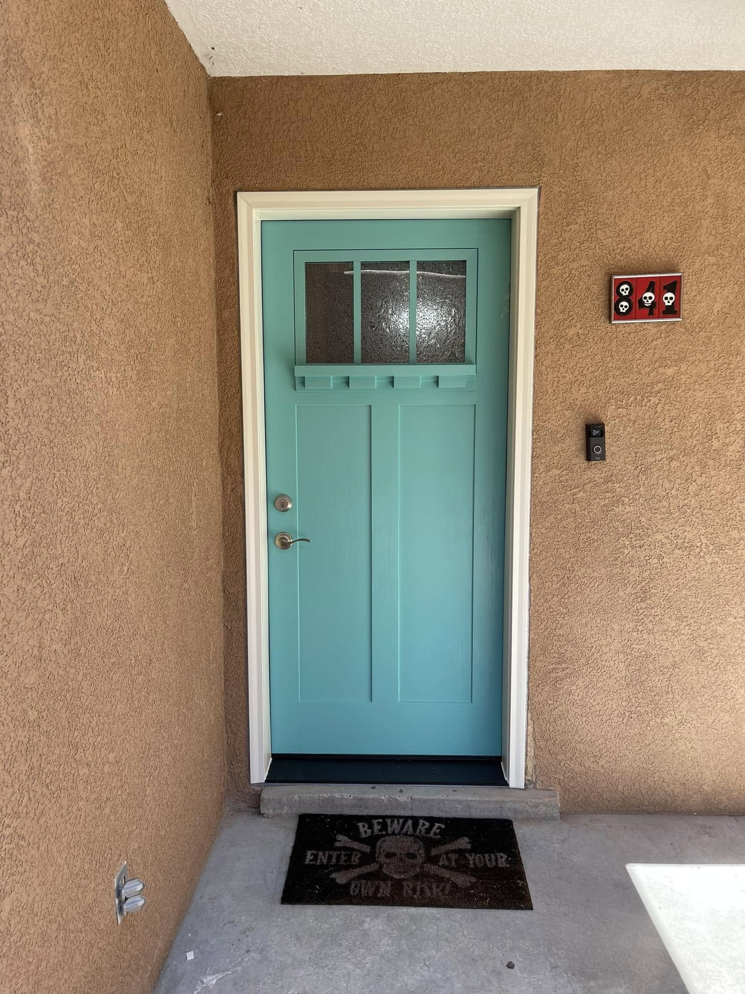 Teal craftsman door curb appeal