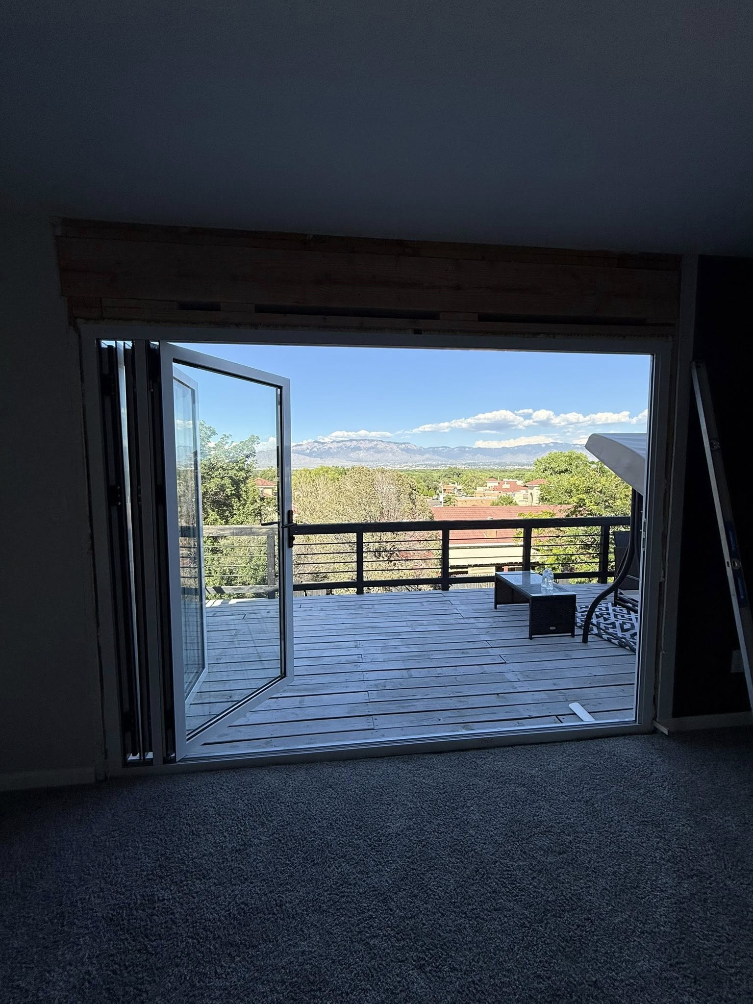 Sliding door with mountain view
